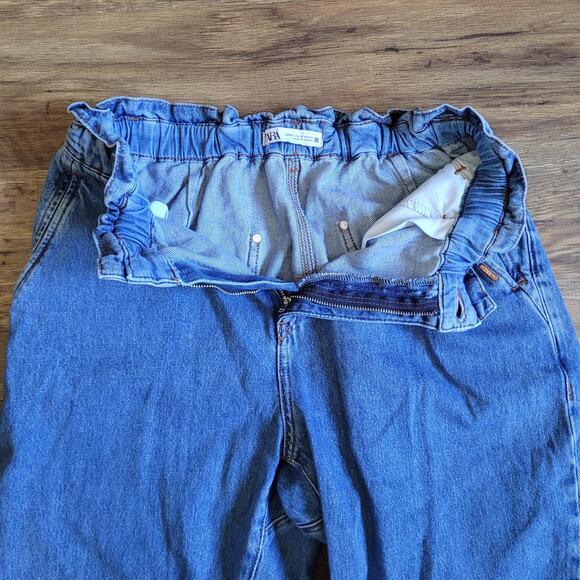Zara High-Waisted Paperbag Jeans Wide Leg Denim NWOT Woman's Size 10 - Picture 6 of 10